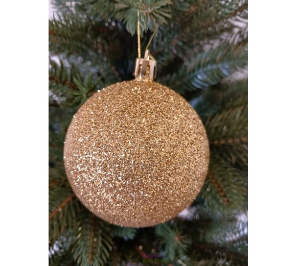 Новогодний шар "Блестки" Ø80мм золотой, цена за набор 4шт